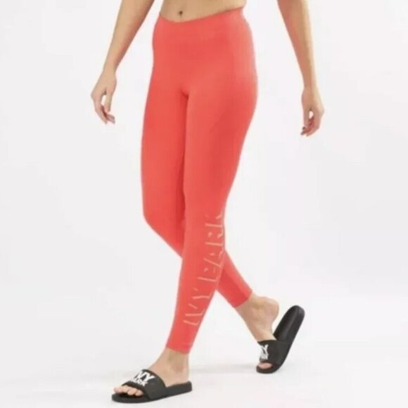 Ivy Park Neon Coral Shadow Logo Leggings - Picture 1 of 7